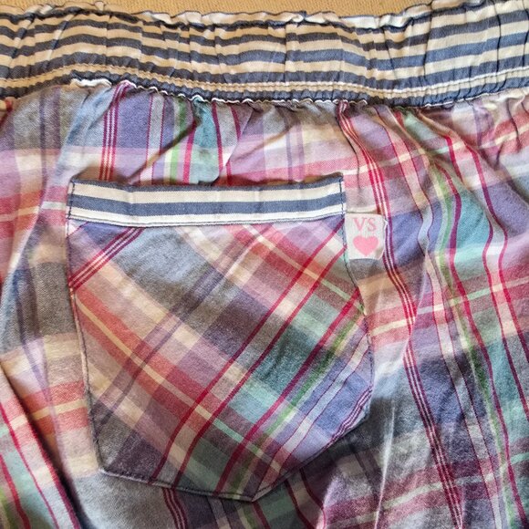 Victorias Secret Med M Lounge PJ Pants Blue Checks Loungewear Pajama Drawstring - Picture 7 of 15